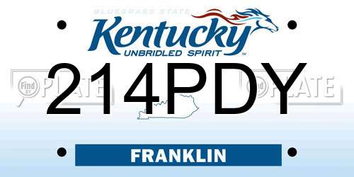 214PDY Kentucky License Plate