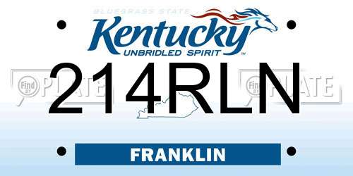 214RLN Kentucky License Plate