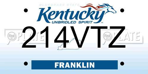 214VTZ Kentucky License Plate