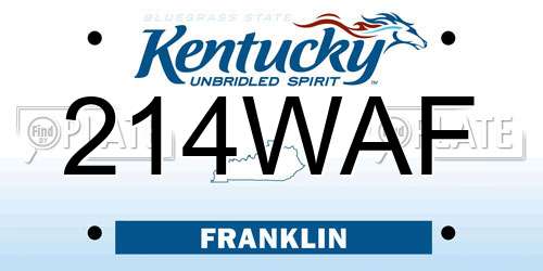 214WAF Kentucky License Plate