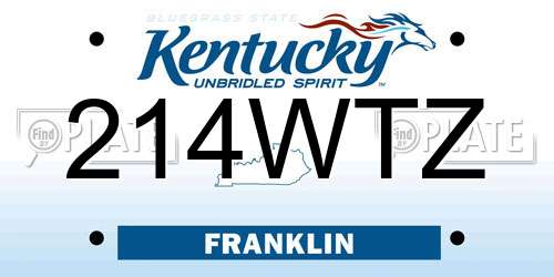 214WTZ Kentucky License Plate