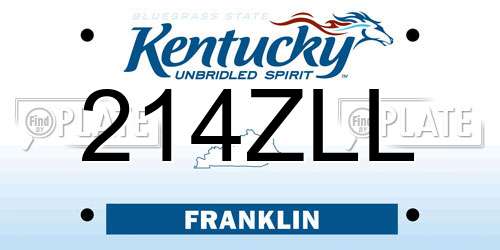 214ZLL Kentucky License Plate