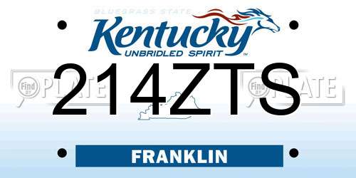 214ZTS Kentucky License Plate