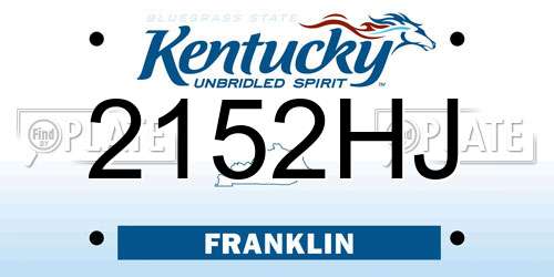 2152HJ Kentucky License Plate