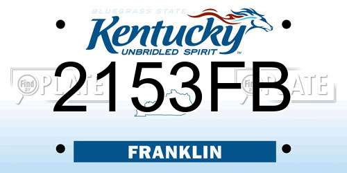 2153FB Kentucky License Plate