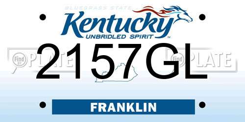 2157GL Kentucky License Plate