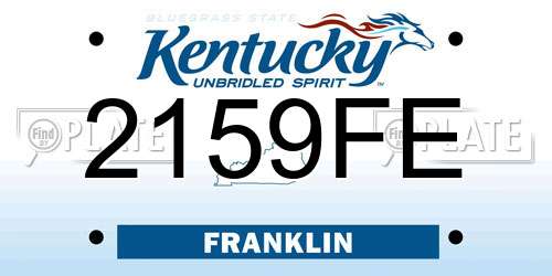 2159FE Kentucky License Plate