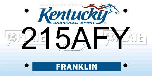 215AFY Kentucky License Plate