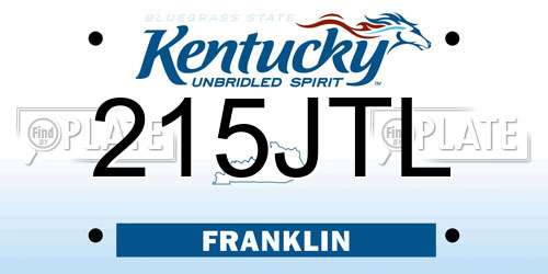 215JTL Kentucky License Plate