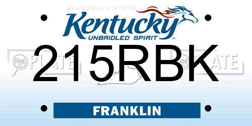 215RBK Kentucky License Plate