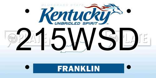 215WSD Kentucky License Plate