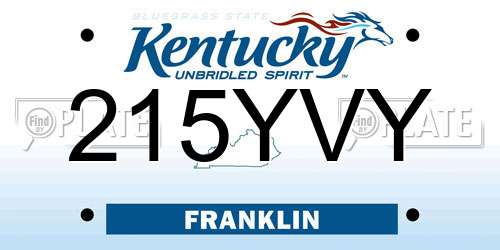 215YVY Kentucky License Plate