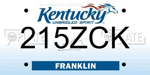 215ZCK Kentucky License Plate