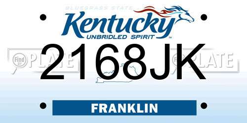 2168JK Kentucky License Plate