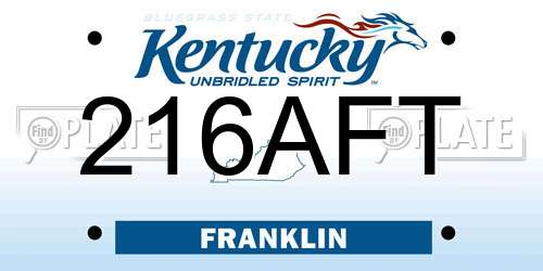 216AFT Kentucky License Plate