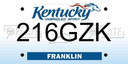 216GZK Kentucky License Plate