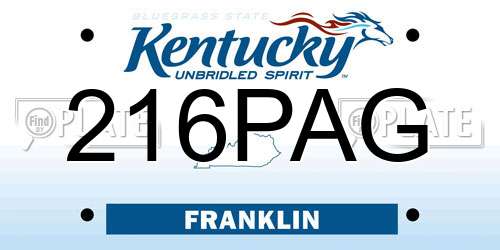 216PAG Kentucky License Plate