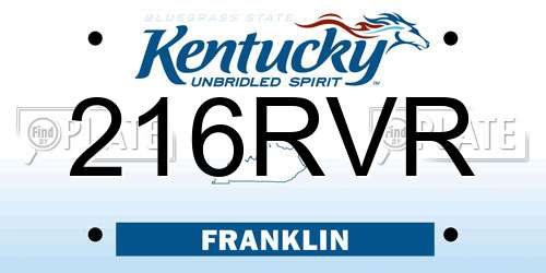 216RVR Kentucky License Plate