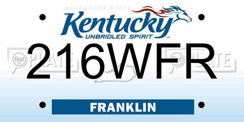 216WFR Kentucky License Plate