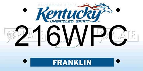 216WPC Kentucky License Plate