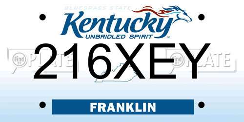 216XEY Kentucky License Plate
