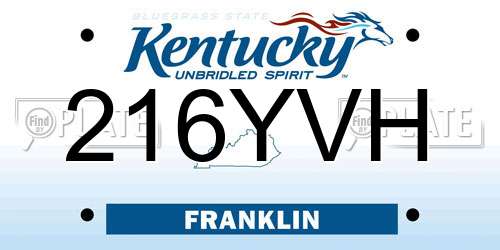 216YVH Kentucky License Plate