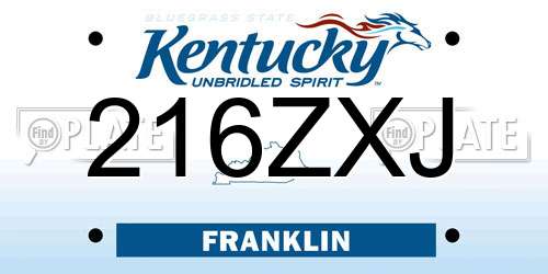 216ZXJ Kentucky License Plate