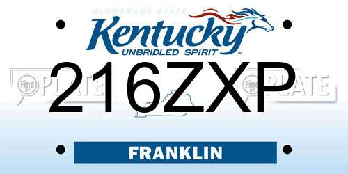 216ZXP Kentucky License Plate