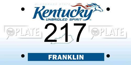 217 Kentucky License Plate