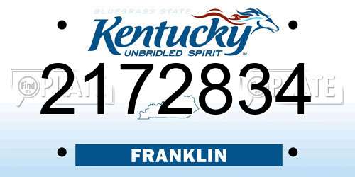 2172834 Kentucky License Plate