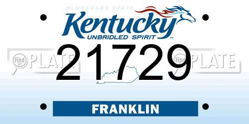 21729 Kentucky License Plate