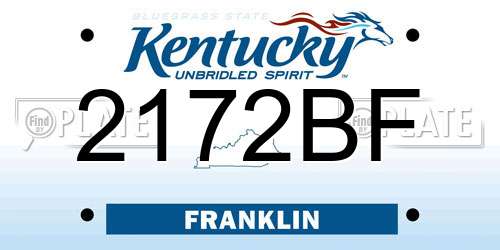 2172BF Kentucky License Plate