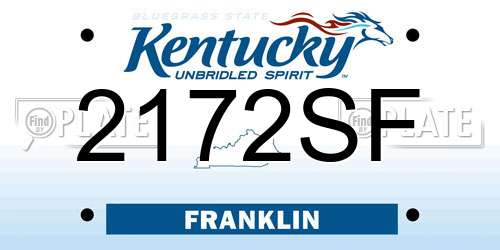 2172SF Kentucky License Plate