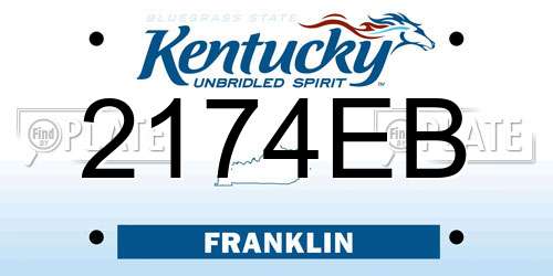 2174EB Kentucky License Plate