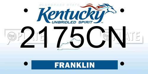 2175CN Kentucky License Plate