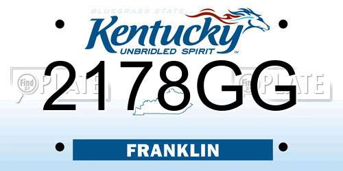 2178GG Kentucky License Plate