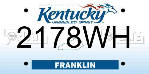 2178WH Kentucky License Plate
