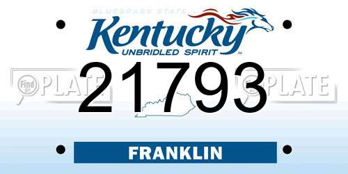21793 Kentucky License Plate