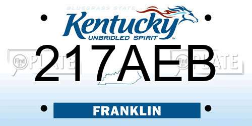 217AEB Kentucky License Plate