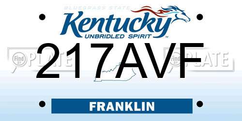 217AVF Kentucky License Plate