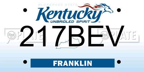 217BEV Kentucky License Plate