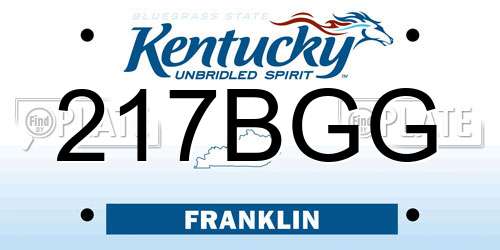 217BGG Kentucky License Plate