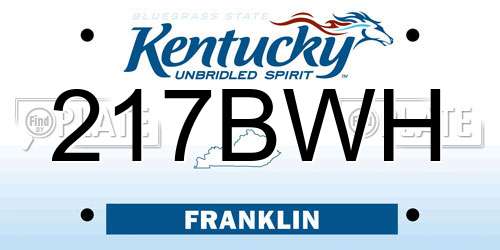217BWH Kentucky License Plate
