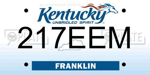 217EEM Kentucky License Plate