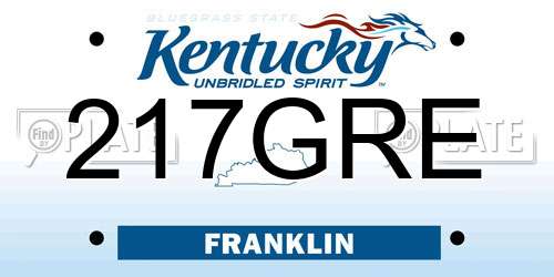 217GRE Kentucky License Plate