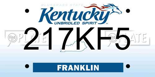 217KF5 Kentucky License Plate
