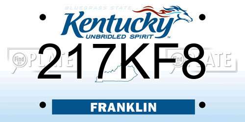 217KF8 Kentucky License Plate