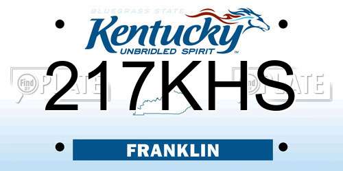 217KHS Kentucky License Plate