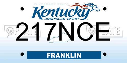 217NCE Kentucky License Plate