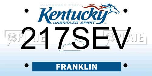 217SEV Kentucky License Plate